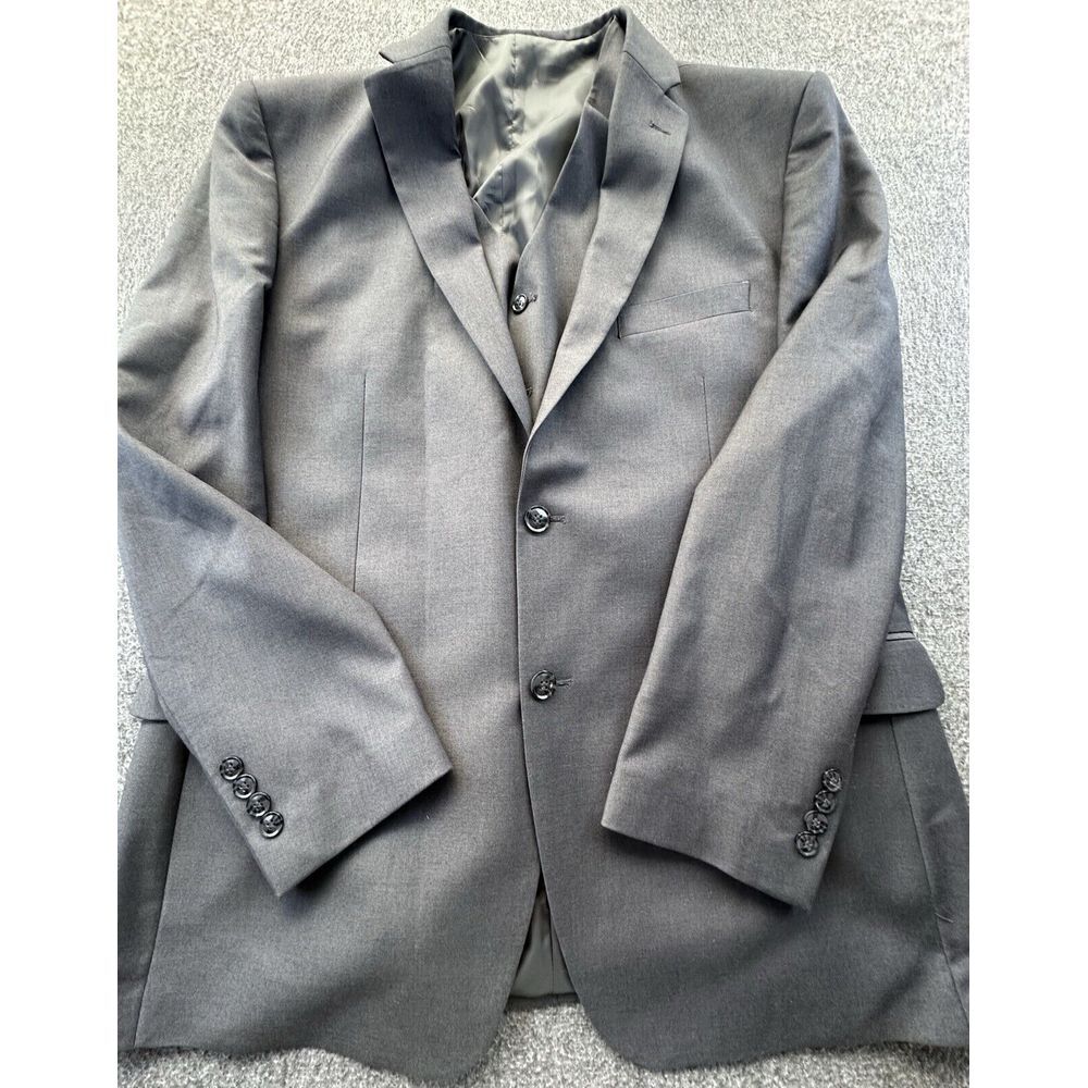 Angelo Rossi Jacket Mens 46L 40W Dark Gray Vest Suit Performance Stretch Formal